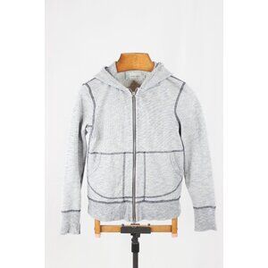 WINGS+HORNS 1x1 Slub Fleece Heather Blue Cotton Hoodie Sweatshirt, Size S